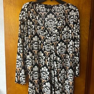 Lane Bryant Black and Cream Floral Dress